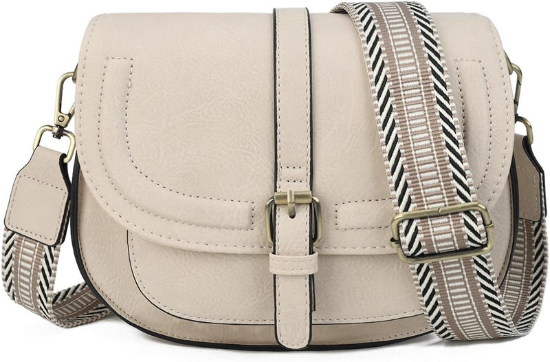 AFKOMST Crossbody Bags for Women,Small Saddle Purse and Boho Cross Body Handbags,Vegan Leather - Image 1